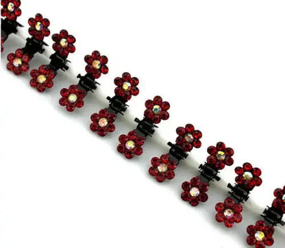  Red Crystal Flower Hair Claw Clips 