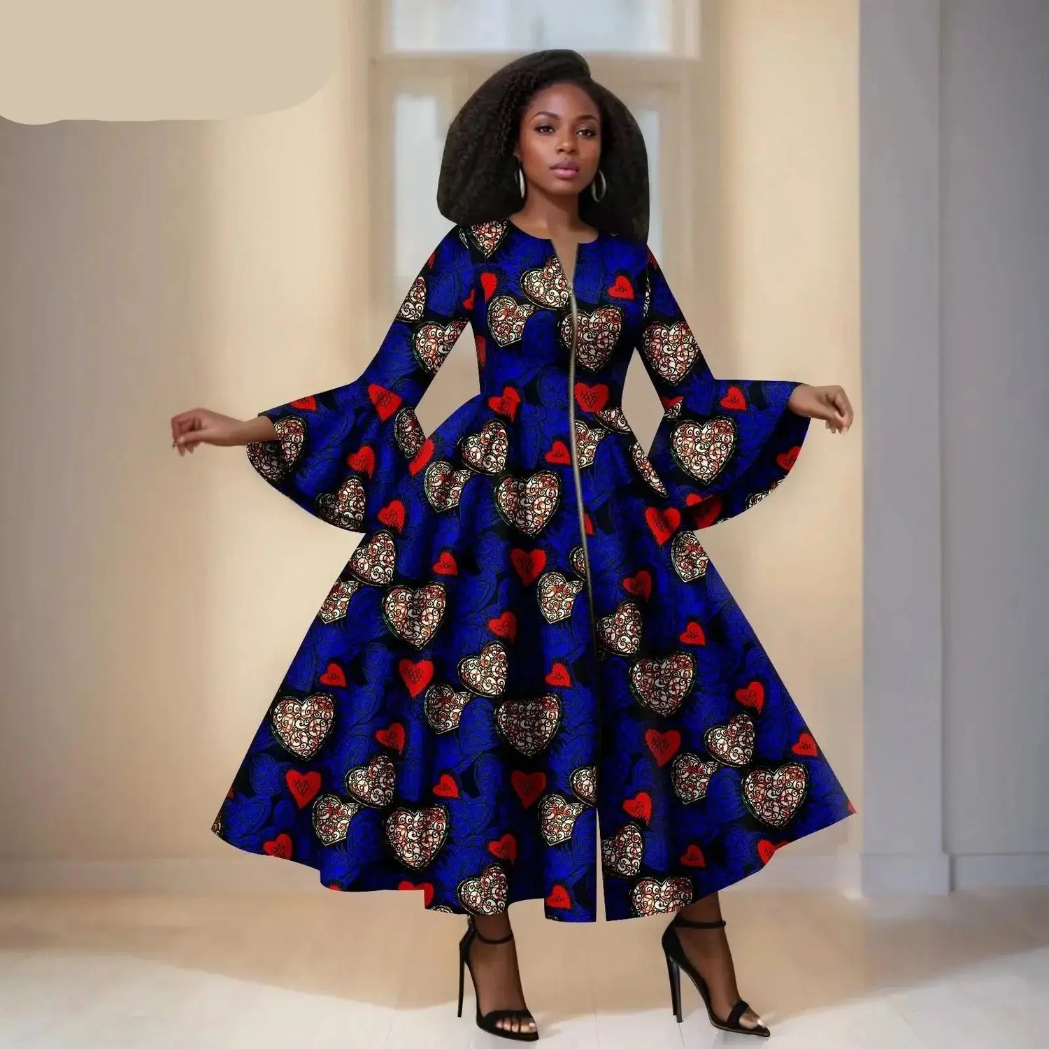 Floral Ankara Maxi Dress - Bell Sleeves | Cotton Blend WhatNaturalsLove.com Floral Ankara Maxi Dress - Bell Sleeves | Cotton Blend WhatNaturalsLove.com