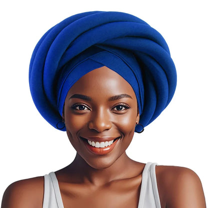 Luxury Royal Blue Headwrap – Pre-tied &amp; Festive