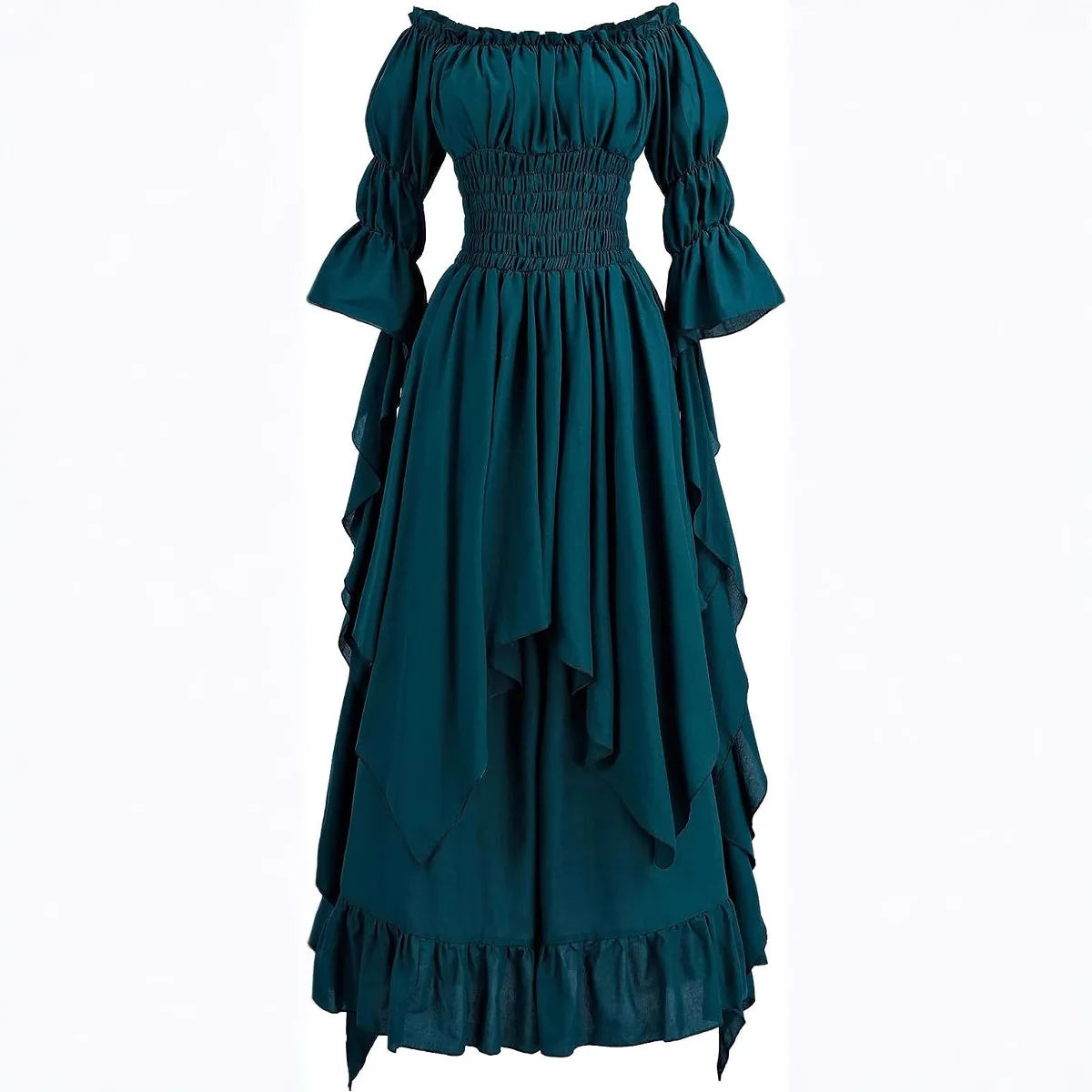 Medieval Halloween Cosplay Renaissance Dress, Court Style Waist Cinching Long Dress