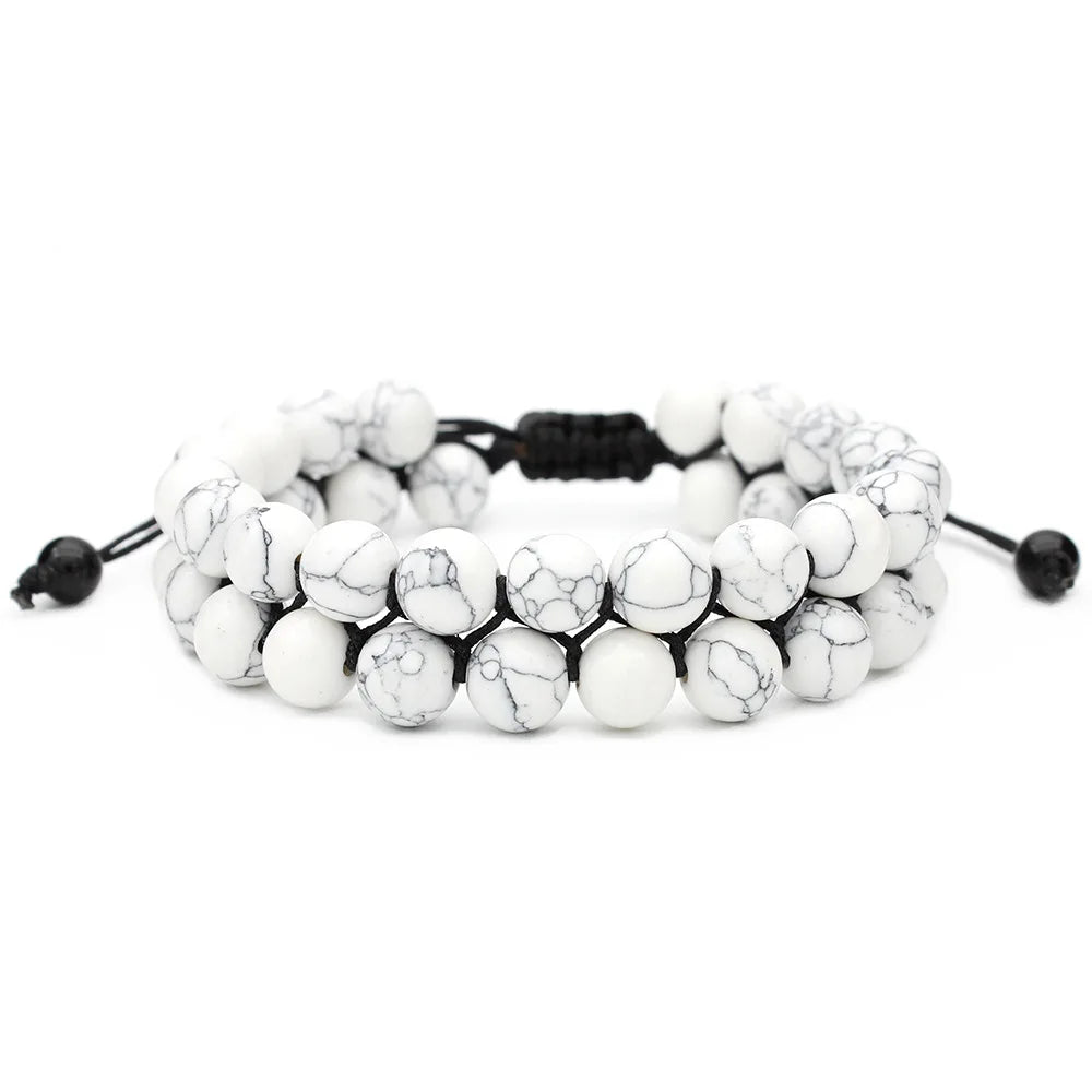 Vulcanic stone double beaded Hair Tie - Bracelet