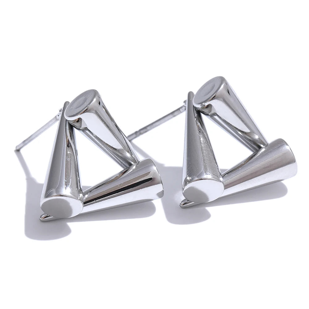 Gold Triangular Stud Earrings