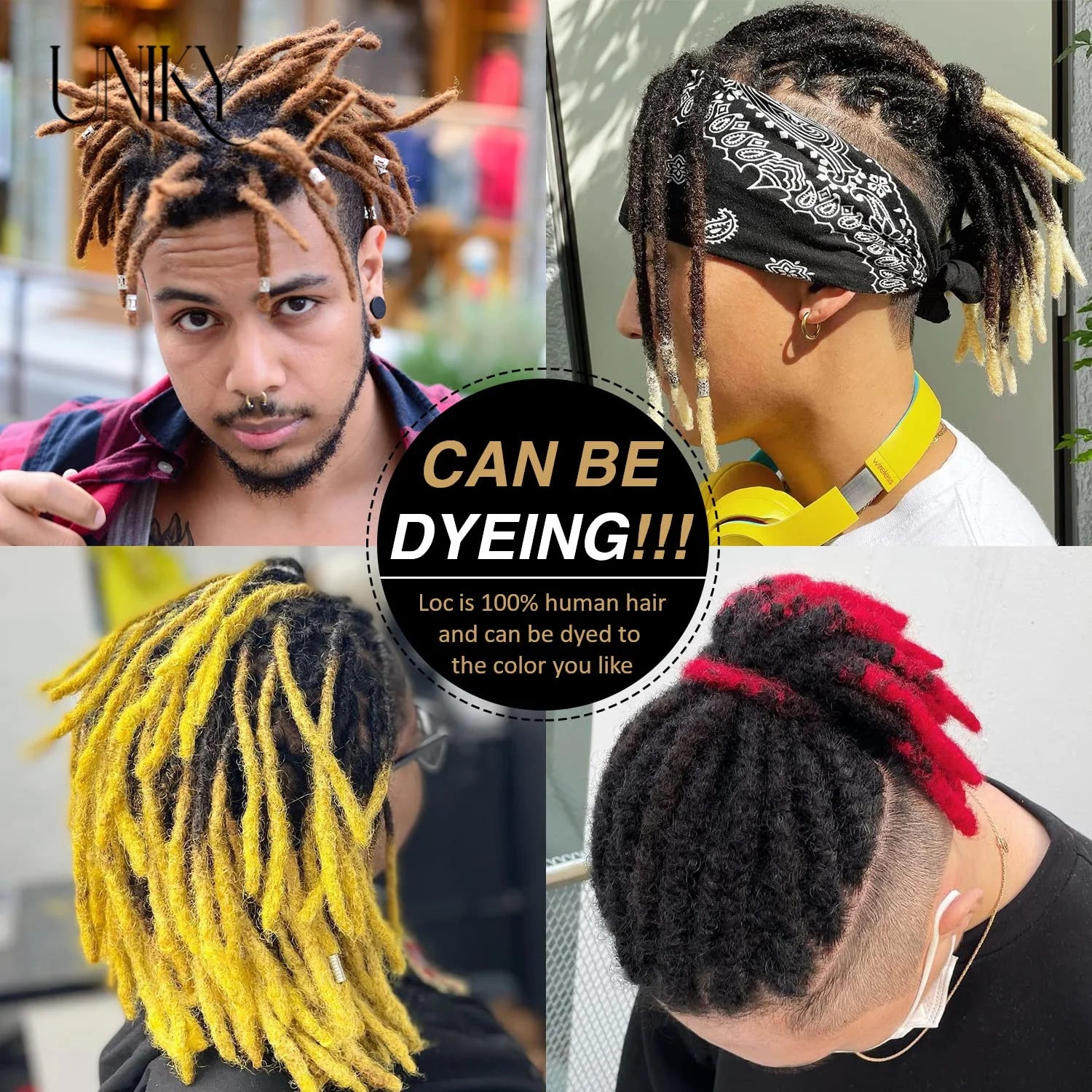 60 Strands Dreadlock Extensions For Men/Women  Afro Kinky Straight 100% Human Hair Handmade Loc Extensions Hair Braids Crochet