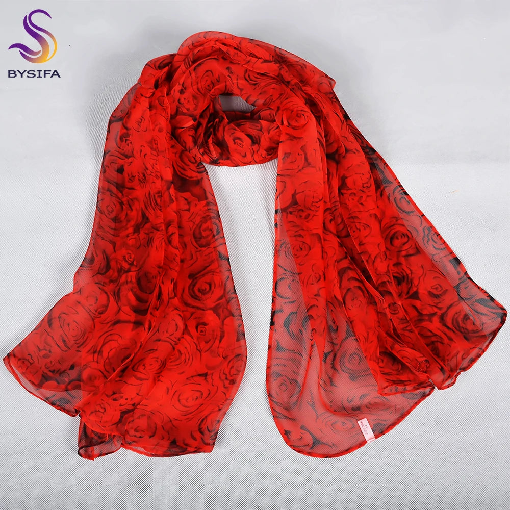 Pure 100%  Natural Silk Long Printed Scarf for all seasons