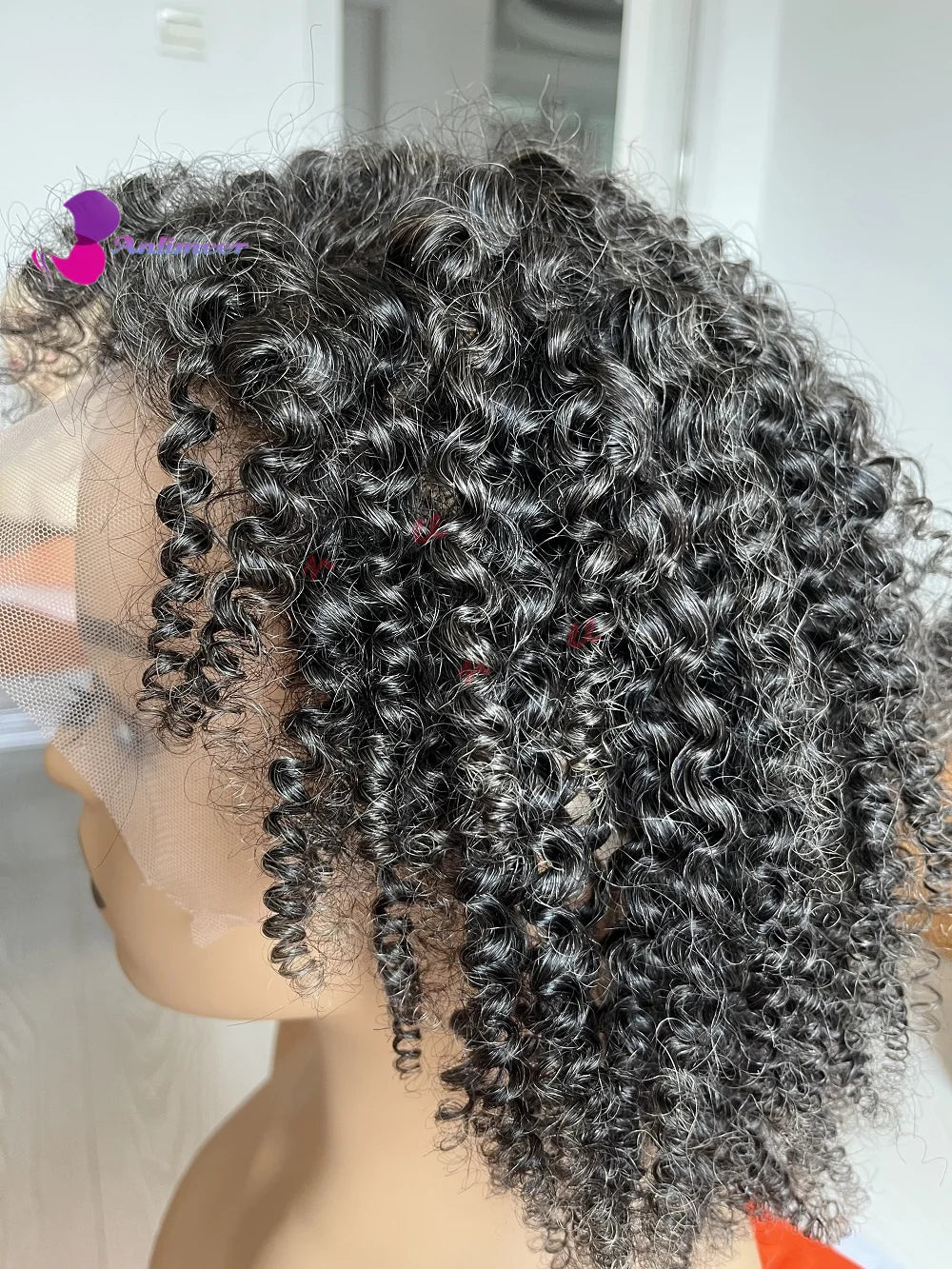 Natural Salt and pepper Colored Afro Kinky CurlyBrazilian Wig