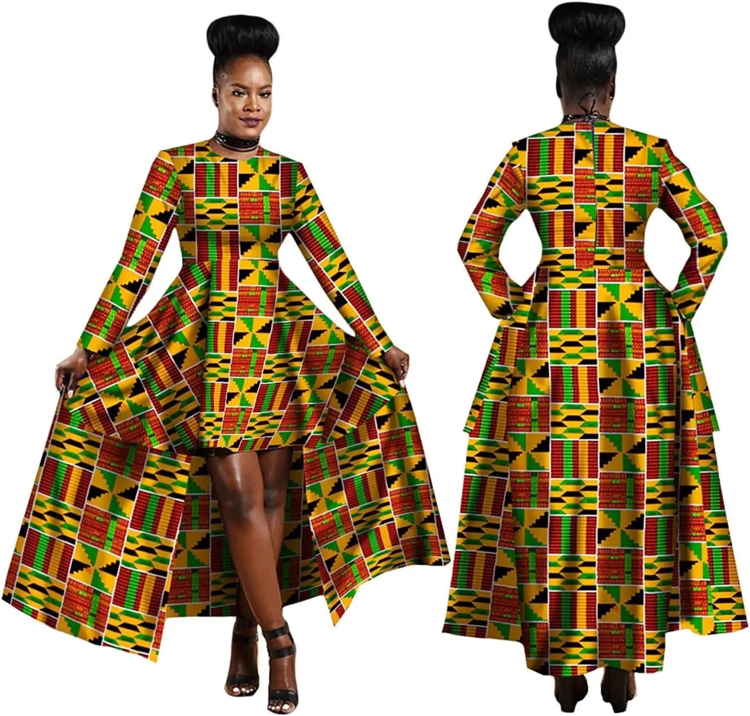 African Hi-Low Dashiki Dress - Super Elegant WhatNaturalsLove.com African Hi-Low Dashiki Dress - Super Elegant WhatNaturalsLove.com