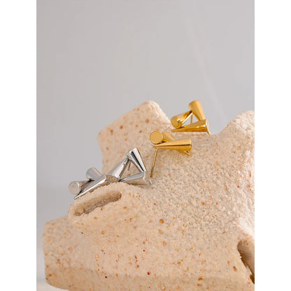 Gold Triangular Stud Earrings