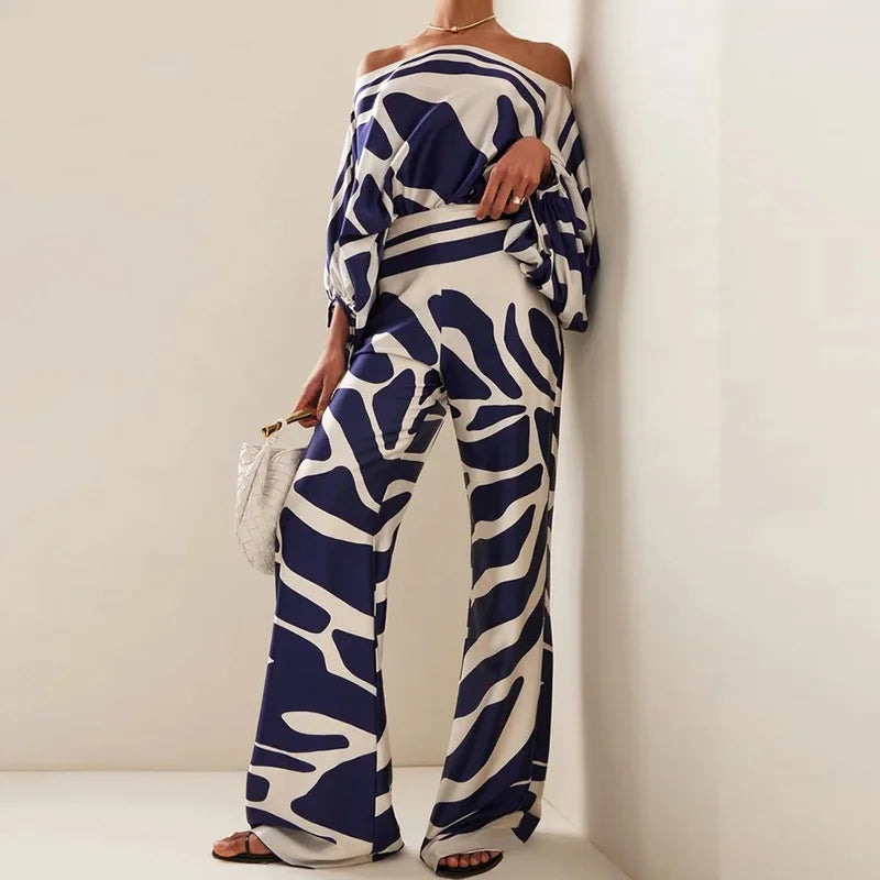 Elegant Off-Shoulder Pants Set Outfit for women