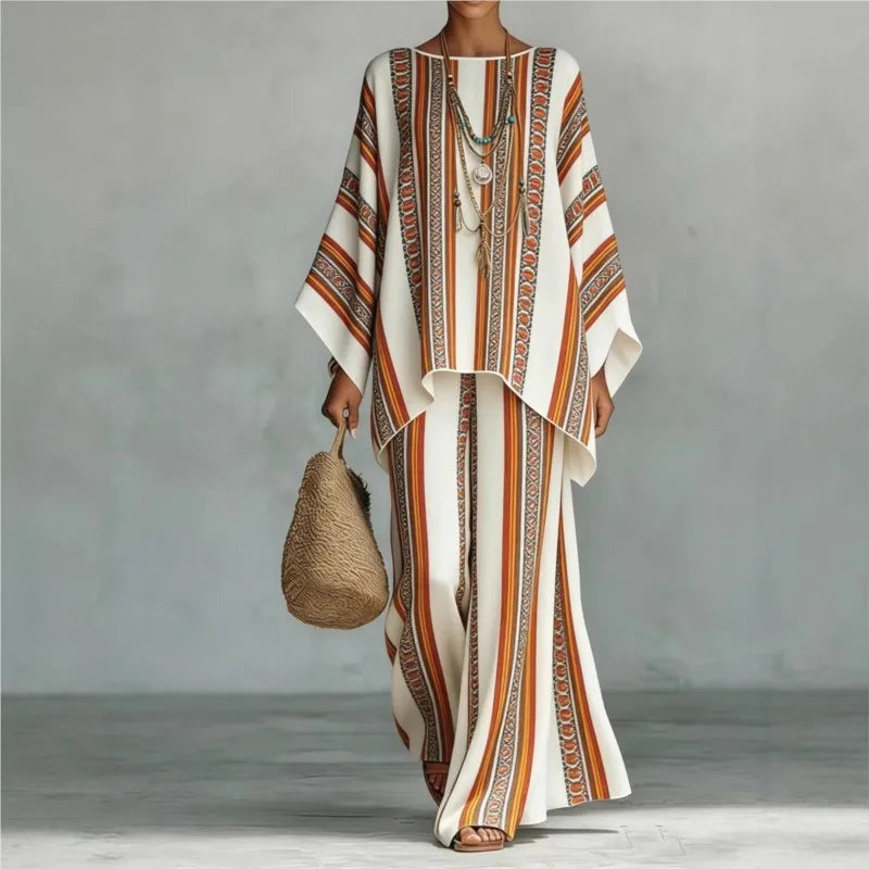 Nomad Two-Piece Set – Oversized Kaftan Top Wide-Leg Trousers