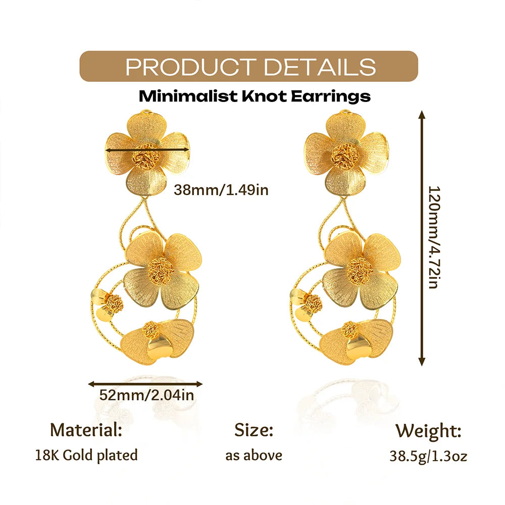 Chic Golden Flowers Earrings 18K Gold