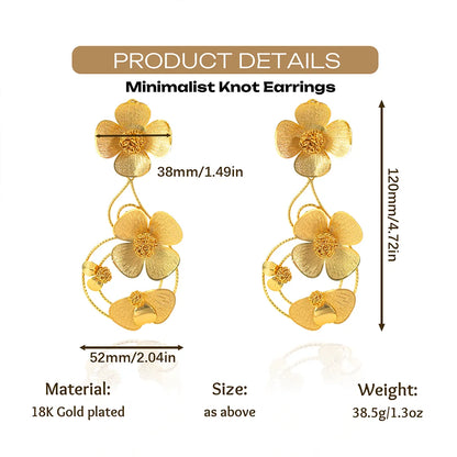 Chic Golden Flowers Earrings 18K Gold
