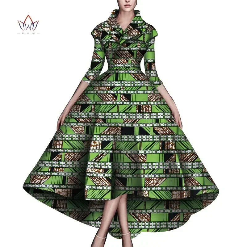 Bazin Rich African High Low dress in XS to 6X