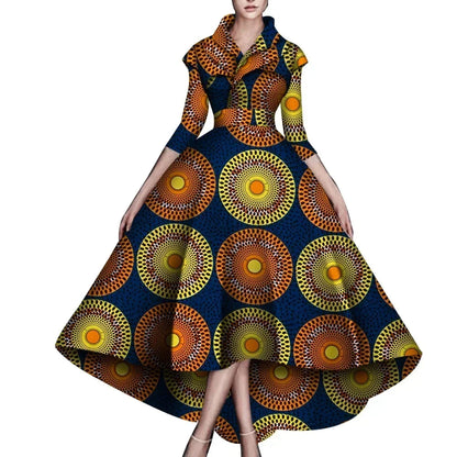 Bazin Rich African High Low dress in XS to 6X