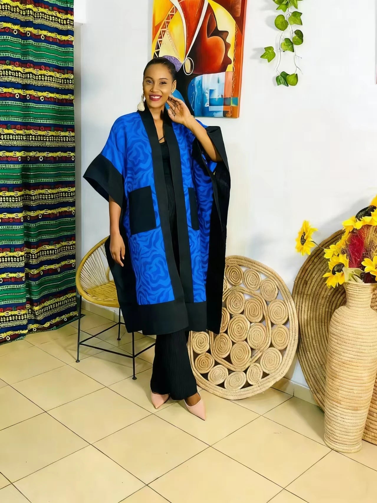 2 Piece African Clothes for Women Fashion 2026 Spring Summer African Short Sleeve Polyester Top Long Pant Matching Sets Outfits