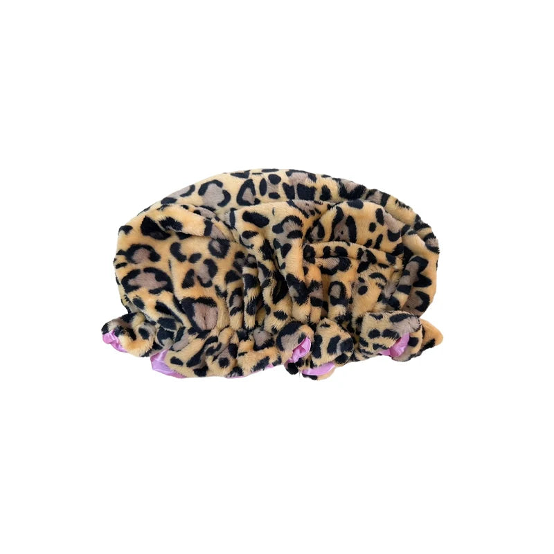 Satin Lined Luxe Leopard Print Plush Hair Bonnet