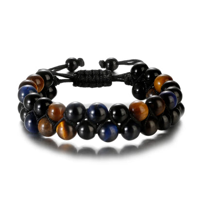 Vulcanic stone double beaded Hair Tie - Bracelet