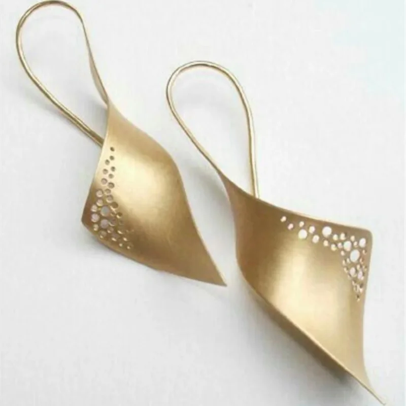 Gilded Leaflet Cutout Drop Earrings