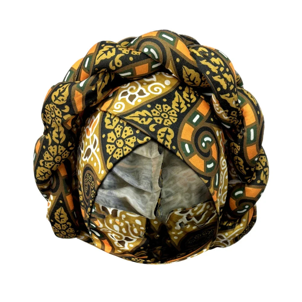 Ready-to-Wear Braided Headtie - Stylish Ankara Print Turban Hat for Weddings &amp; Daily Wear