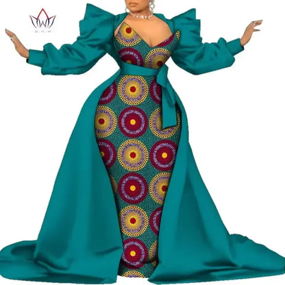 Robe Ankara africaine super élégante avec un train
