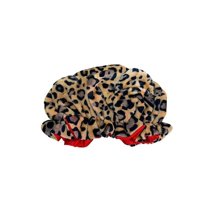 Satin Lined Luxe Leopard Print Plush Hair Bonnet