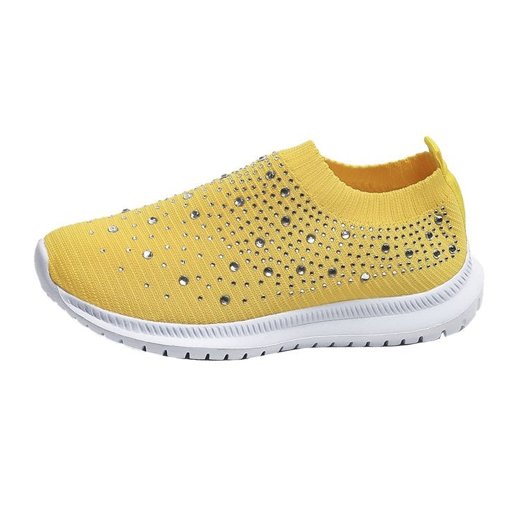Coolest Most Comfortable Breathable Slip-on Sneakers with Crystals