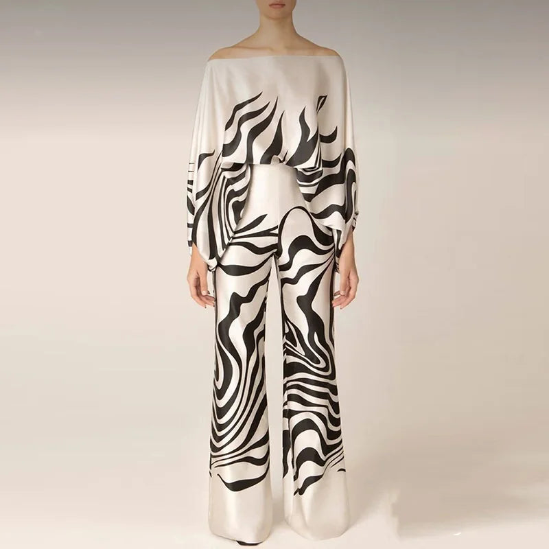 Elegant Off-Shoulder Pants Set Outfit for women