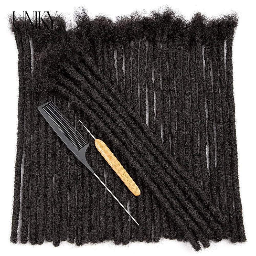 Premade Dreadlock Extensions For Men/Women  Afro Kinky Straight 100% Human Hair Handmade Loc Extensions Hair Braids Crochet
