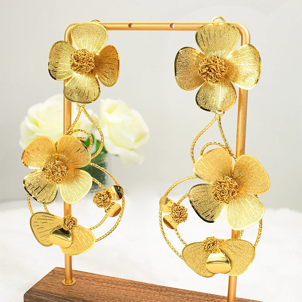Chic Golden Flowers Earrings 18K Gold