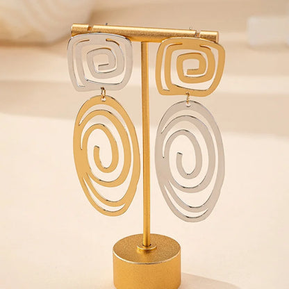 Bold Spiral Duo-Tone Statement Earrings
