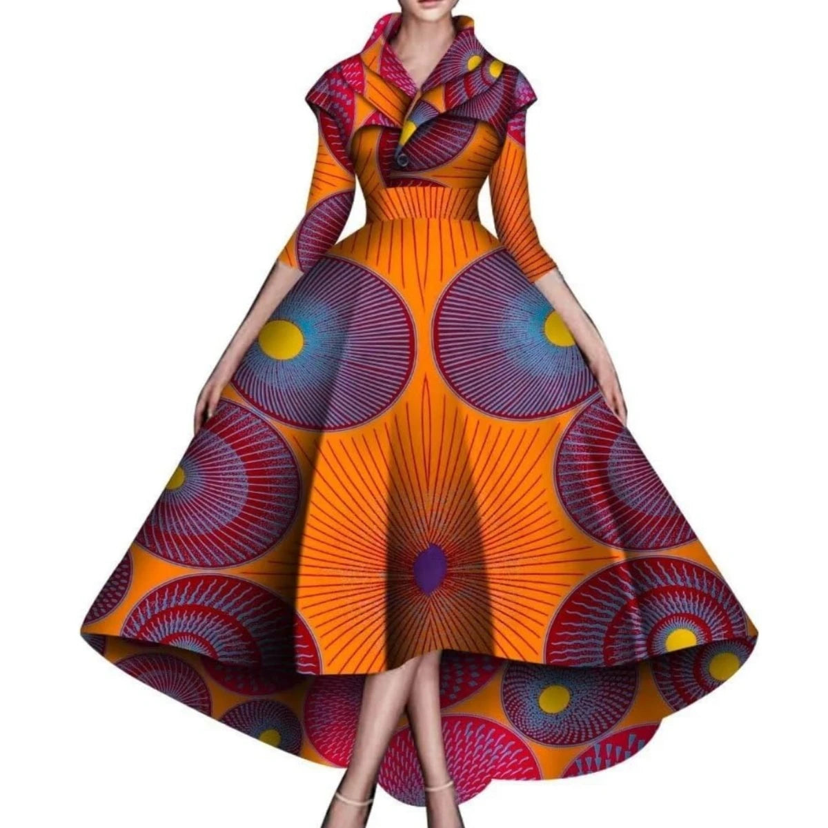 Bazin Rich African High Low dress in XS to 6X