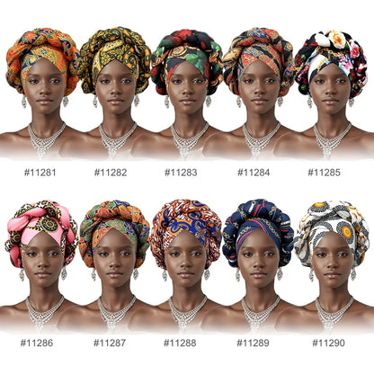 Ready-to-Wear Braided Headtie - Stylish Ankara Print Turban Hat for Weddings &amp; Daily Wear