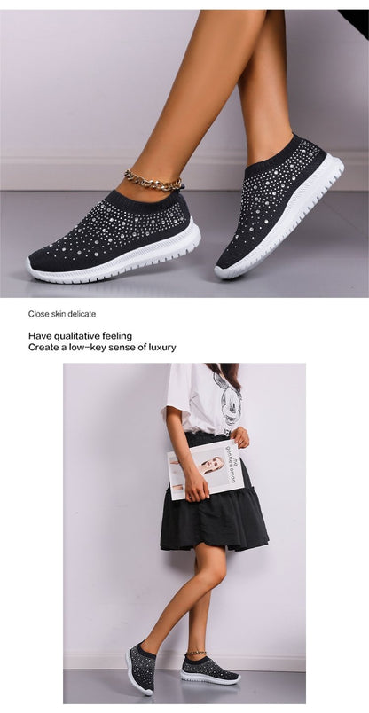Coolest Most Comfortable Breathable Slip-on Sneakers with Crystals