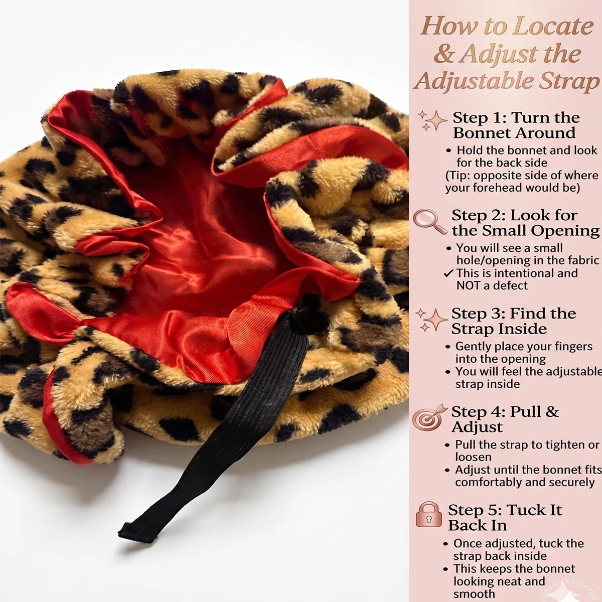 Satin Lined Luxe Leopard Print Plush Hair Bonnet