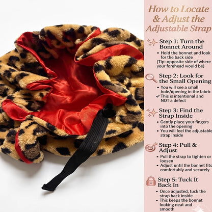 Satin Lined Luxe Leopard Print Plush Hair Bonnet