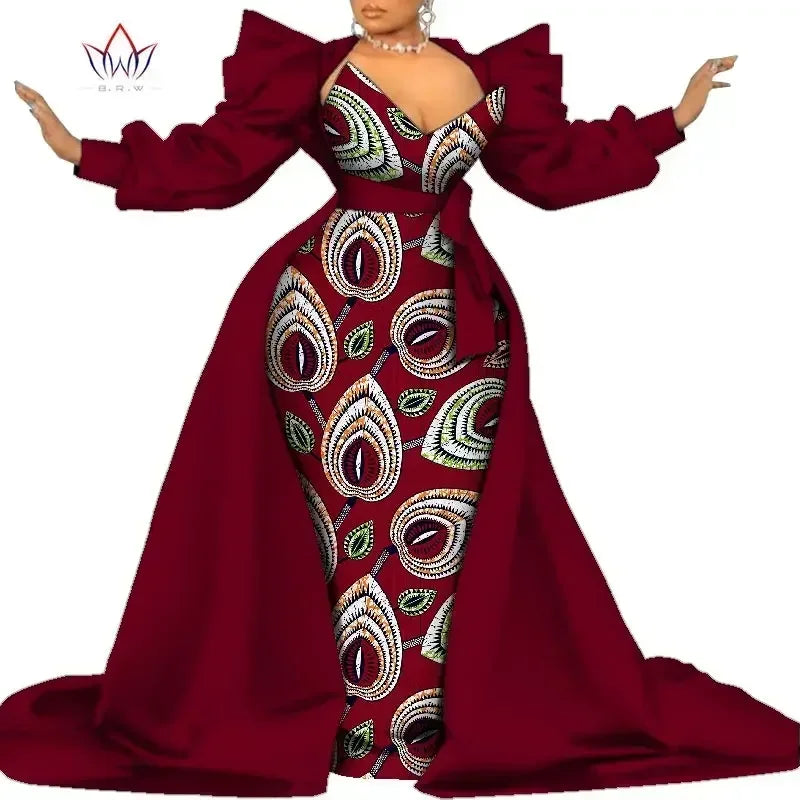 Robe Ankara africaine super élégante avec un train