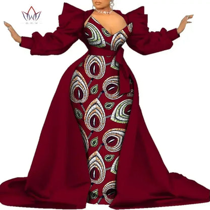 Robe Ankara africaine super élégante avec un train