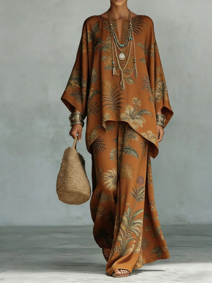 Nomad Two-Piece Set – Oversized Kaftan Top Wide-Leg Trousers