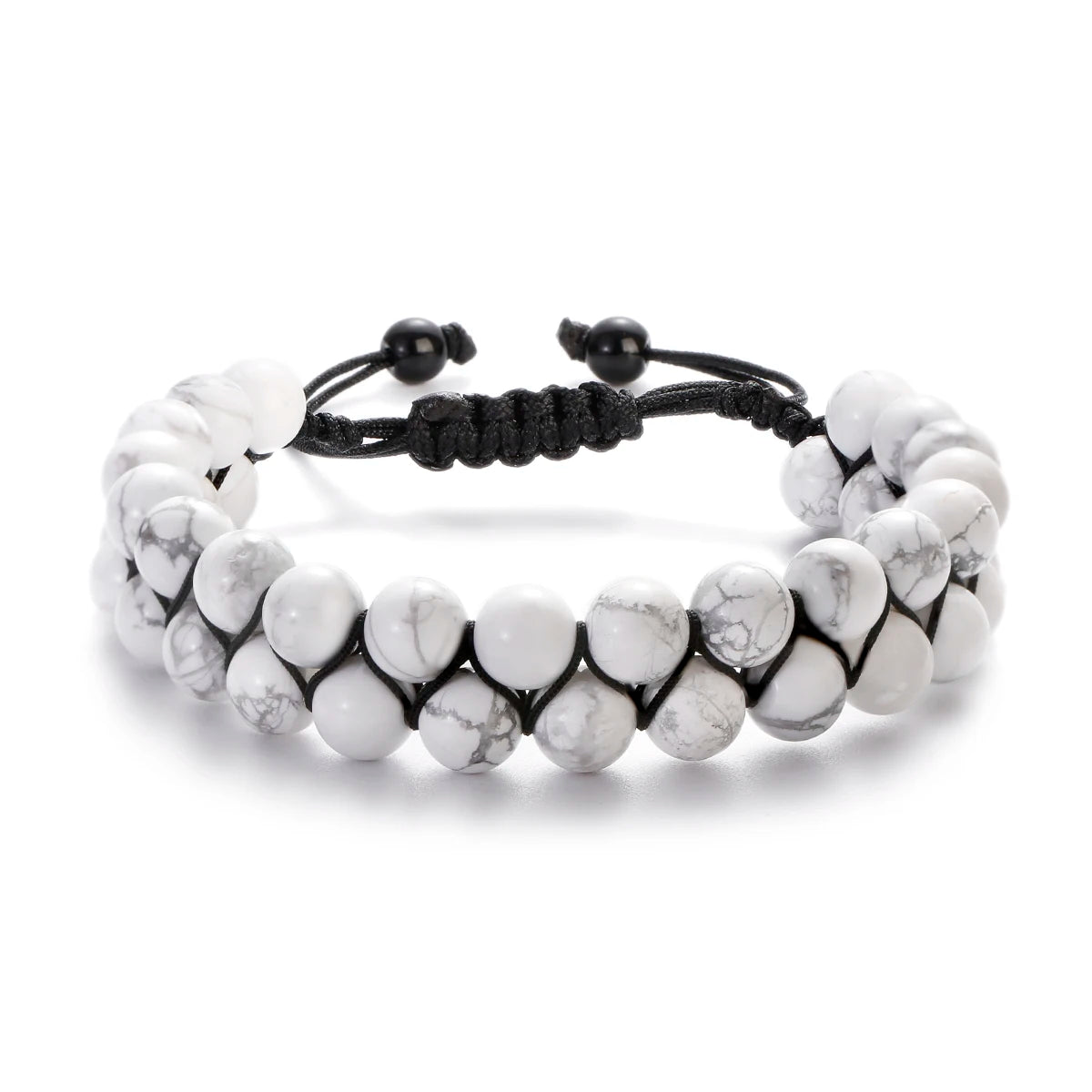 Vulcanic stone double beaded Hair Tie - Bracelet