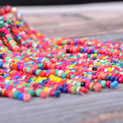 Colorful Beaded Statement Necklace and Earring Set 