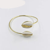 Adjustable Cowrie Shell Bangles 18k Gold Electroplated
