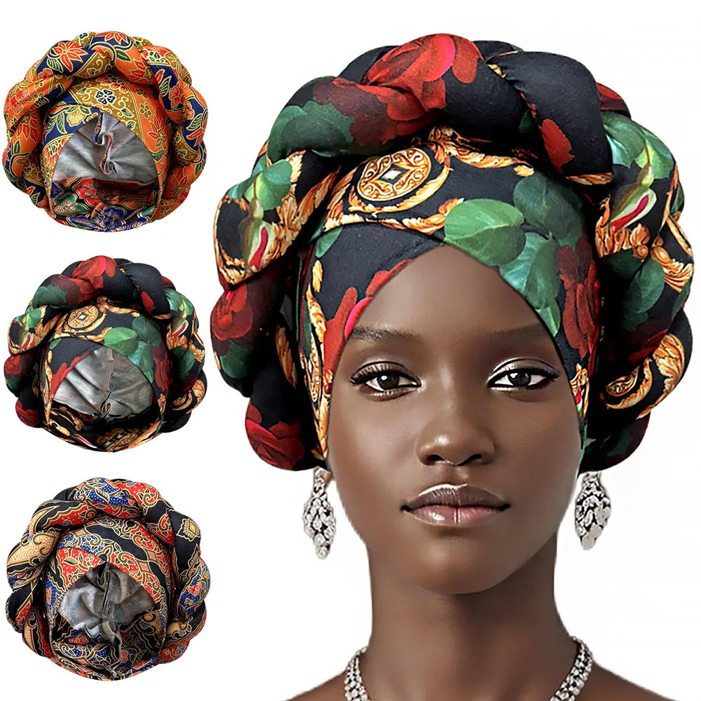 Ready-to-Wear Braided Headtie - Stylish Ankara Print Turban Hat for Weddings &amp; Daily Wear