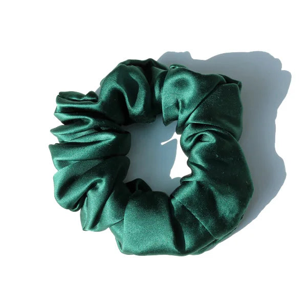 Chocolate brown large mulberry silk scrunchie with a smooth, elegant texture. Premium silk hair tie for a stylish and frizz-free hair hold.