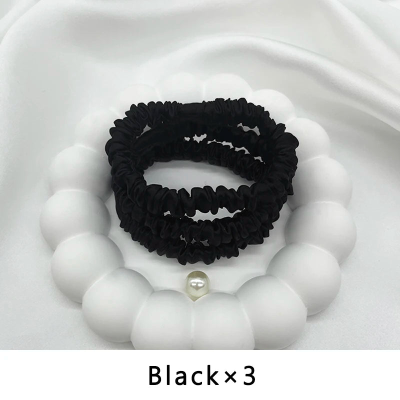 Mulberry Silk Elastics – Gentle, Frizz-Free Hair Bands for Natural Hair &amp; Locs - 3 pieces