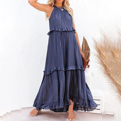 Elegant Sleeveless Ruffles Maxi Dress