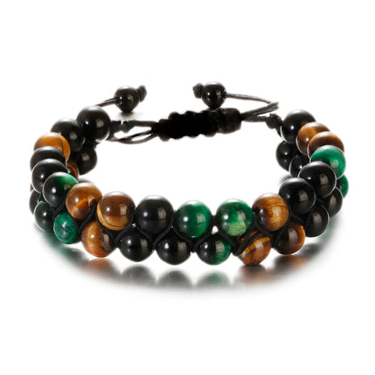 Vulcanic stone double beaded Hair Tie - Bracelet