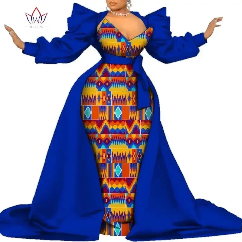 Robe Ankara africaine super élégante avec un train