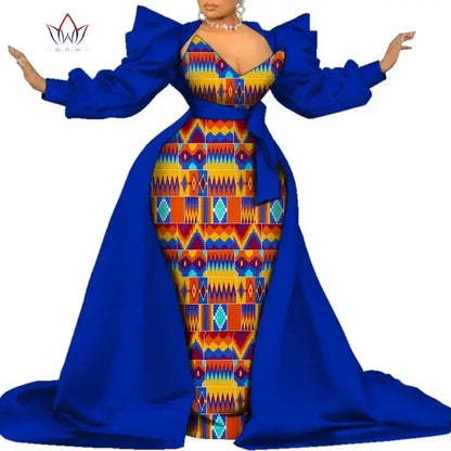 Robe Ankara africaine super élégante avec un train