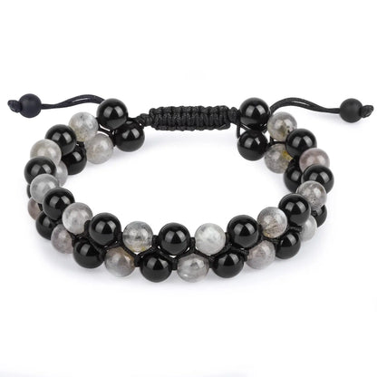 Vulcanic stone double beaded Hair Tie - Bracelet