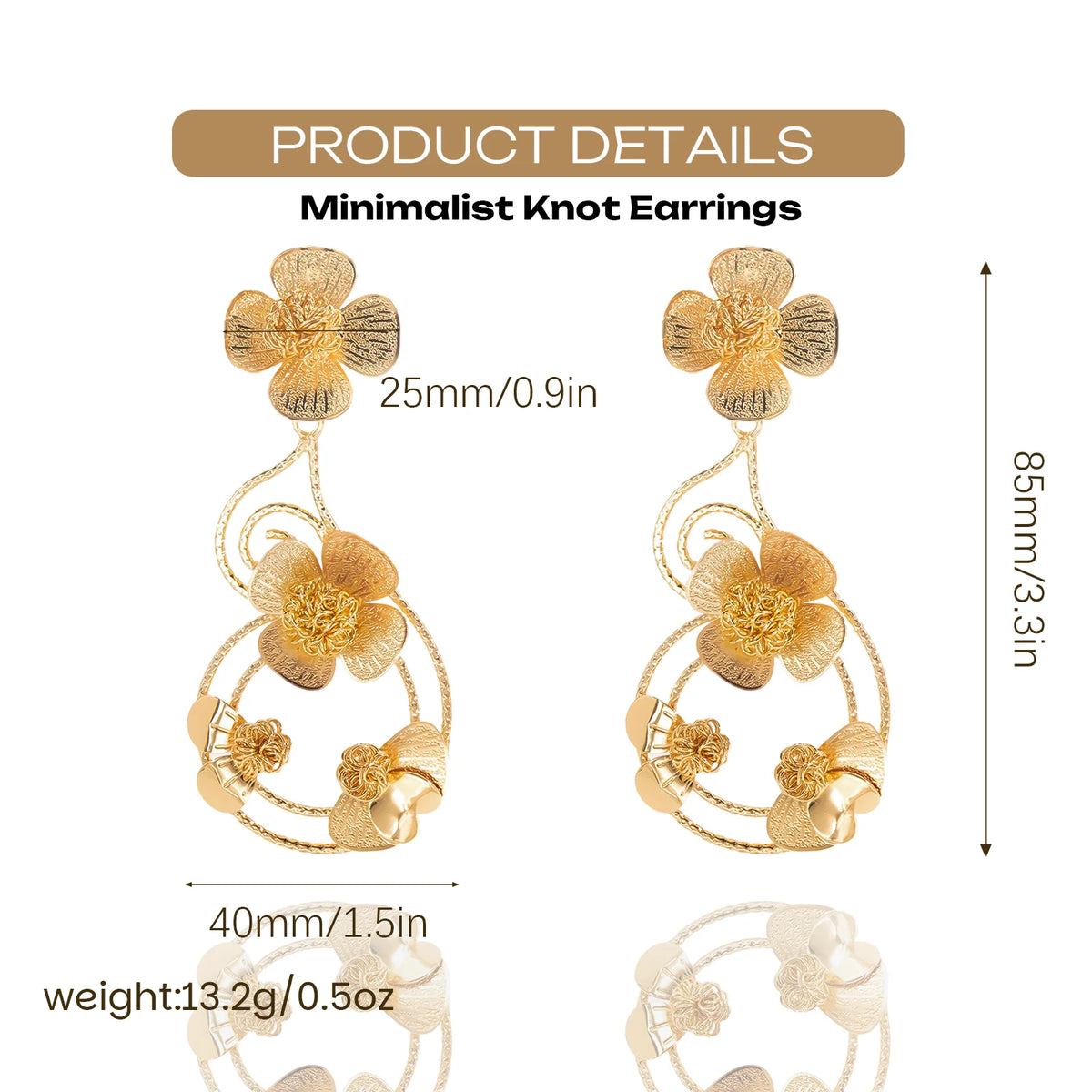Chic Golden Flowers Earrings 18K Gold