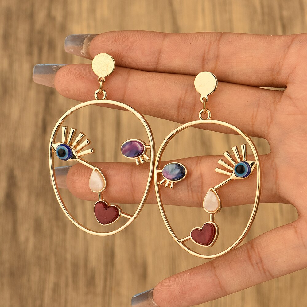 Abstract Human Face Modern Dangle Earrings – Likemychoice